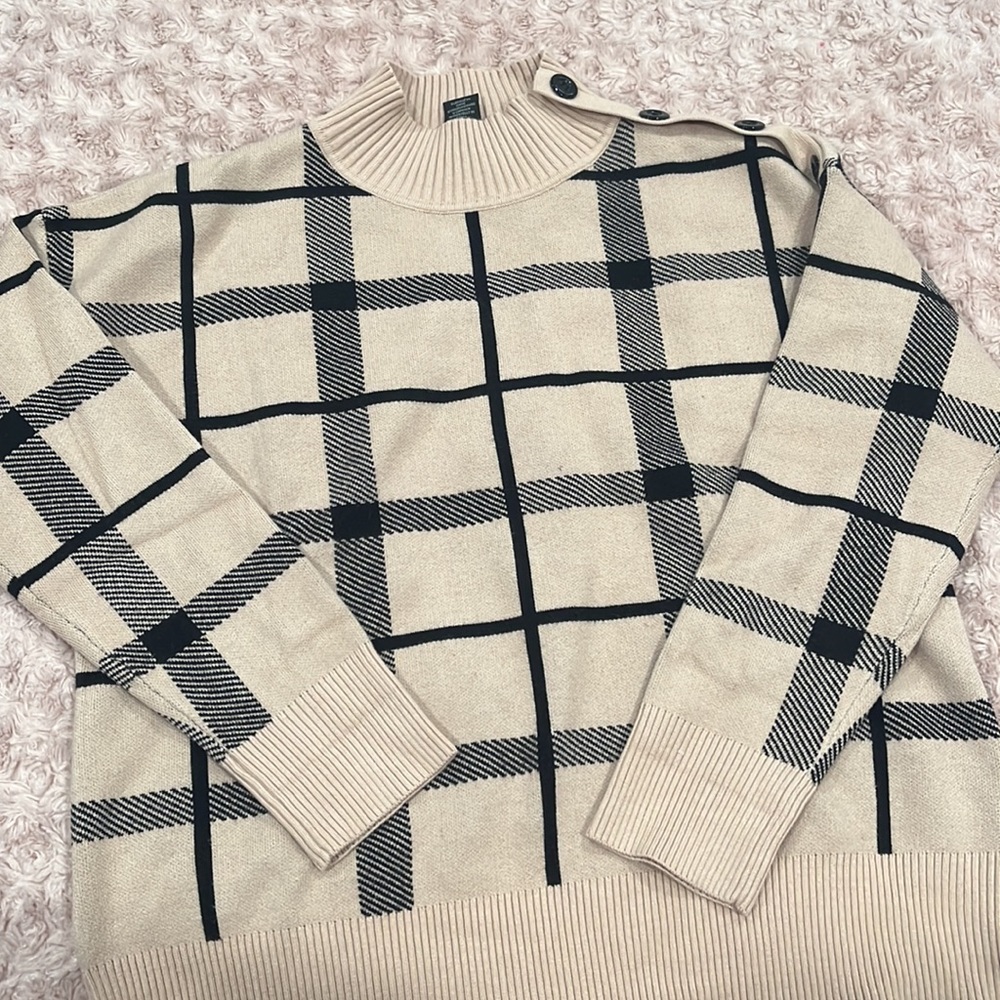 Plaid mock neck top